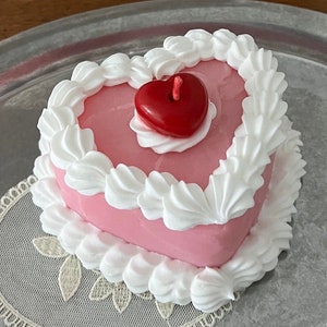 Pink Heart Cake Candle |Frosting Candle| Vintage Cake |Valentine's Day| Birthday Gift