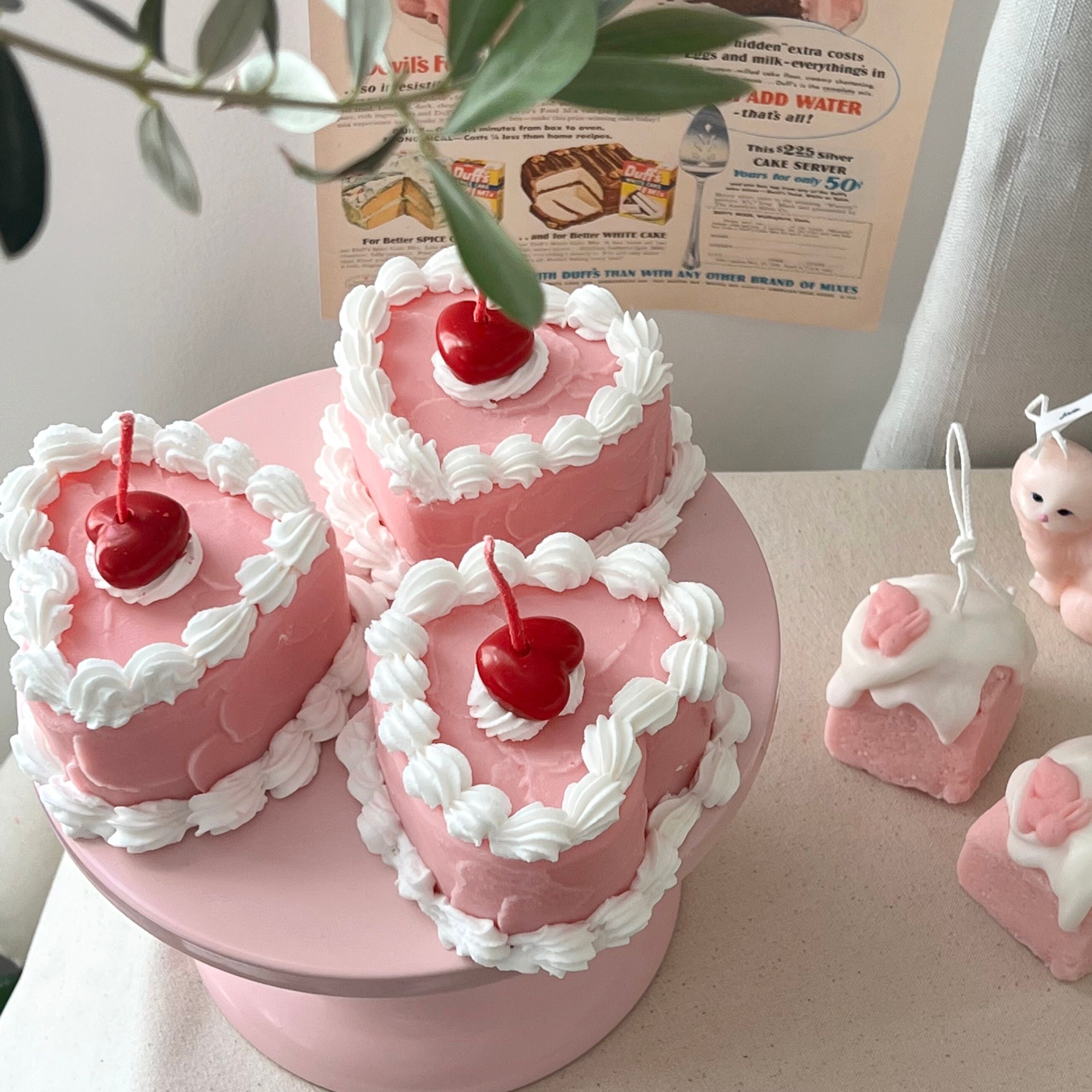 Vintage Ceramic Happy Birthday Cake w/ Candle Jewelry box