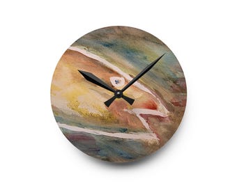 Watercolor Art Acrylic Wall Clock: Modern Home Decor