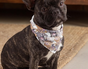 Bandana para animais de estimação com estampa artística: acessório estiloso de poliéster para cães