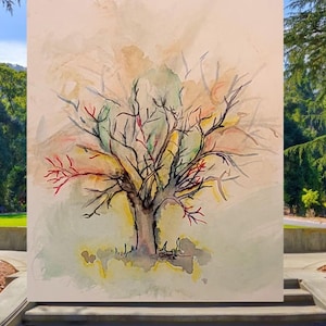Colorful Fall Watercolor Tree Posters Housewarming Gift for Tree Lovers Bright Wall Art Decor Gift for Office Nature Lovers Watercolor Print