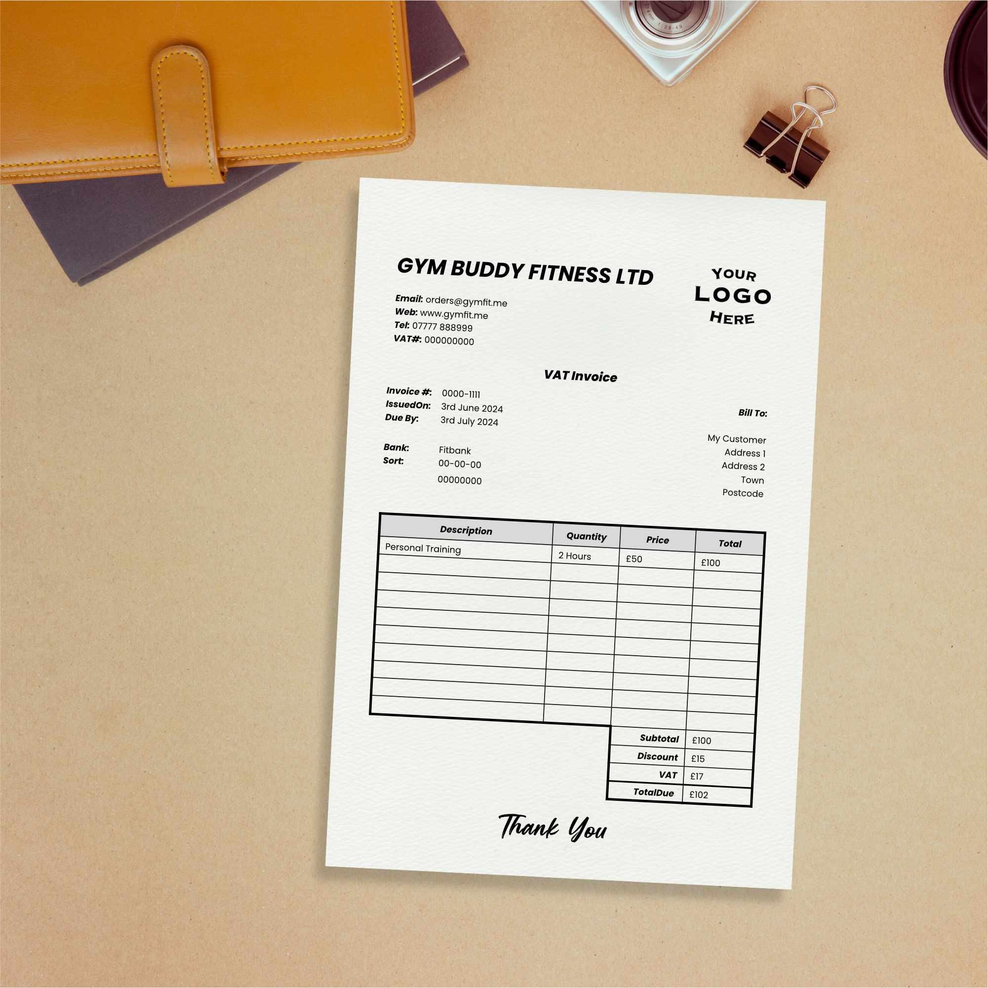 A4 Paper UK VAT Invoice Template - Google Docs - Microsoft Word ...