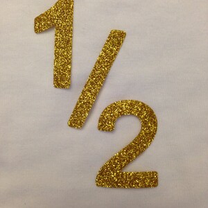 Gold Glitter Eisen-auf Vinyl &quot;1/2&quot;-Nummer für jährlich, monatlich, oder Geburtstag Body - Eisen auf nur