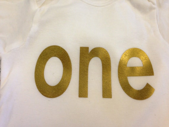 Gold Iron-on Vinyl one Lettering for Yearly, Monthly or Birthday