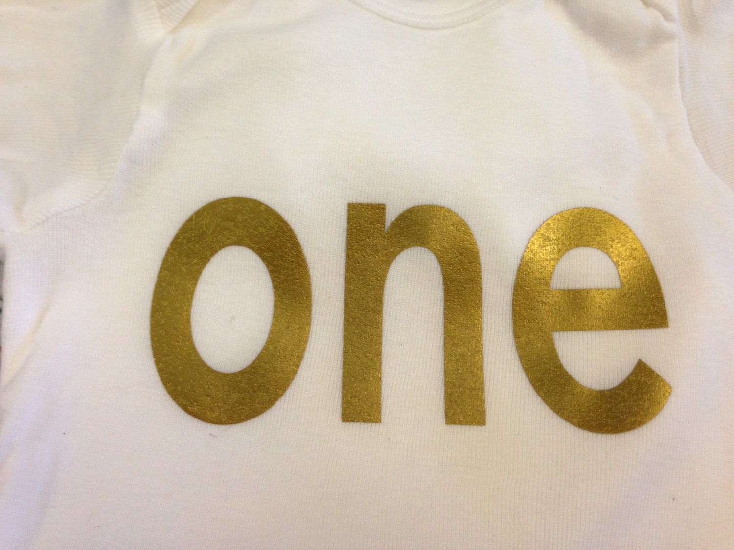 Gold Iron-on Vinyl one Lettering for Yearly, Monthly or Birthday Onesie  IRON ON ONLY 