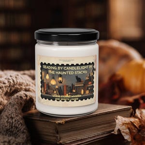 Dark Academia Candle, Reading Nook Decor, Haunted Library Gift, Halloween Soy Candle, Gothic Book Lover Bookstore Literary Candle