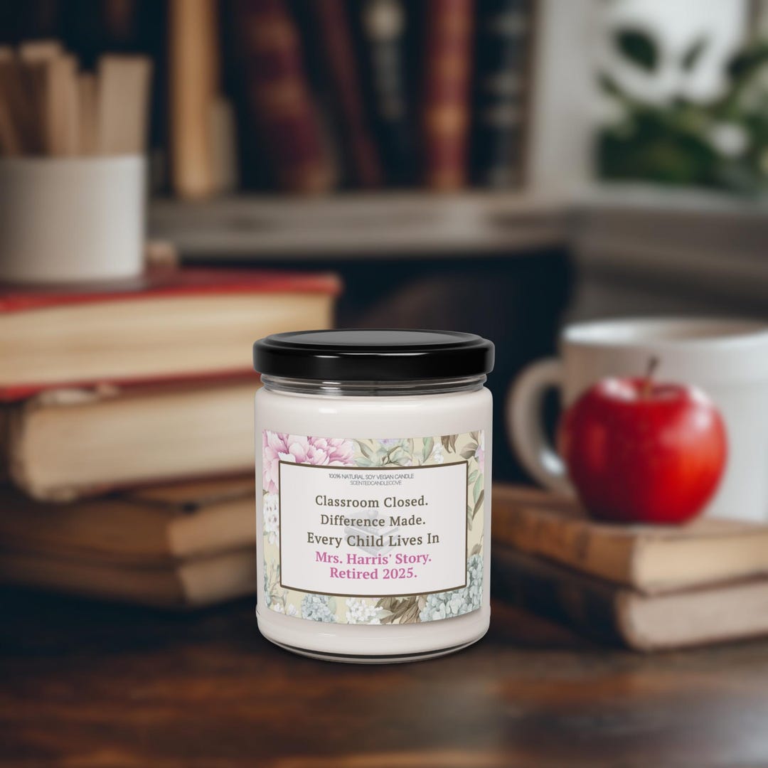 Teacher Appreciation Candle, End of Year Retirement Gift for Teacher ...
