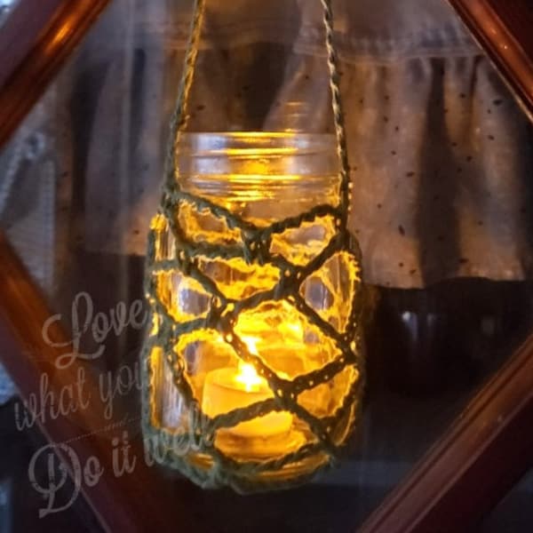 Mason Jar Cozy, Lantern Cover, Boho Beachy Vibes Hanging Lantern Cover, Patio Porch Backyard Pool Lighting