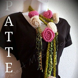 PATTERN Crochet Tea Garden Lariat, Art Scarf Pattern, Tutorial, PDF Download, Flower Necklace Pattern, Crochet Lariat Pattern