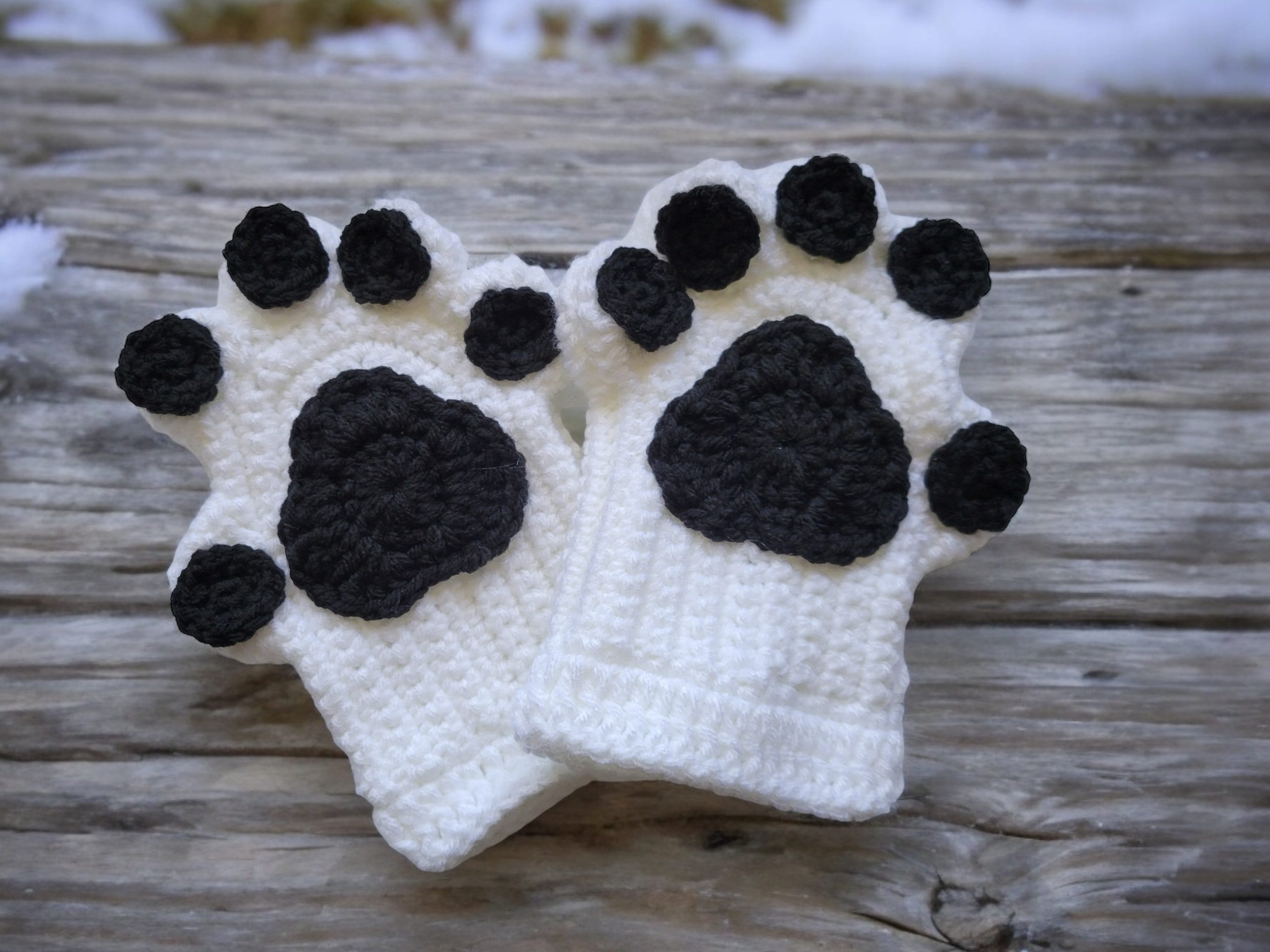 Cat or Dog Paw Fingerless Gloves Crochet Mitts Animal Paw Kitty Gloves Kitten Mitten Puppy Paw Brown and Black Etsy