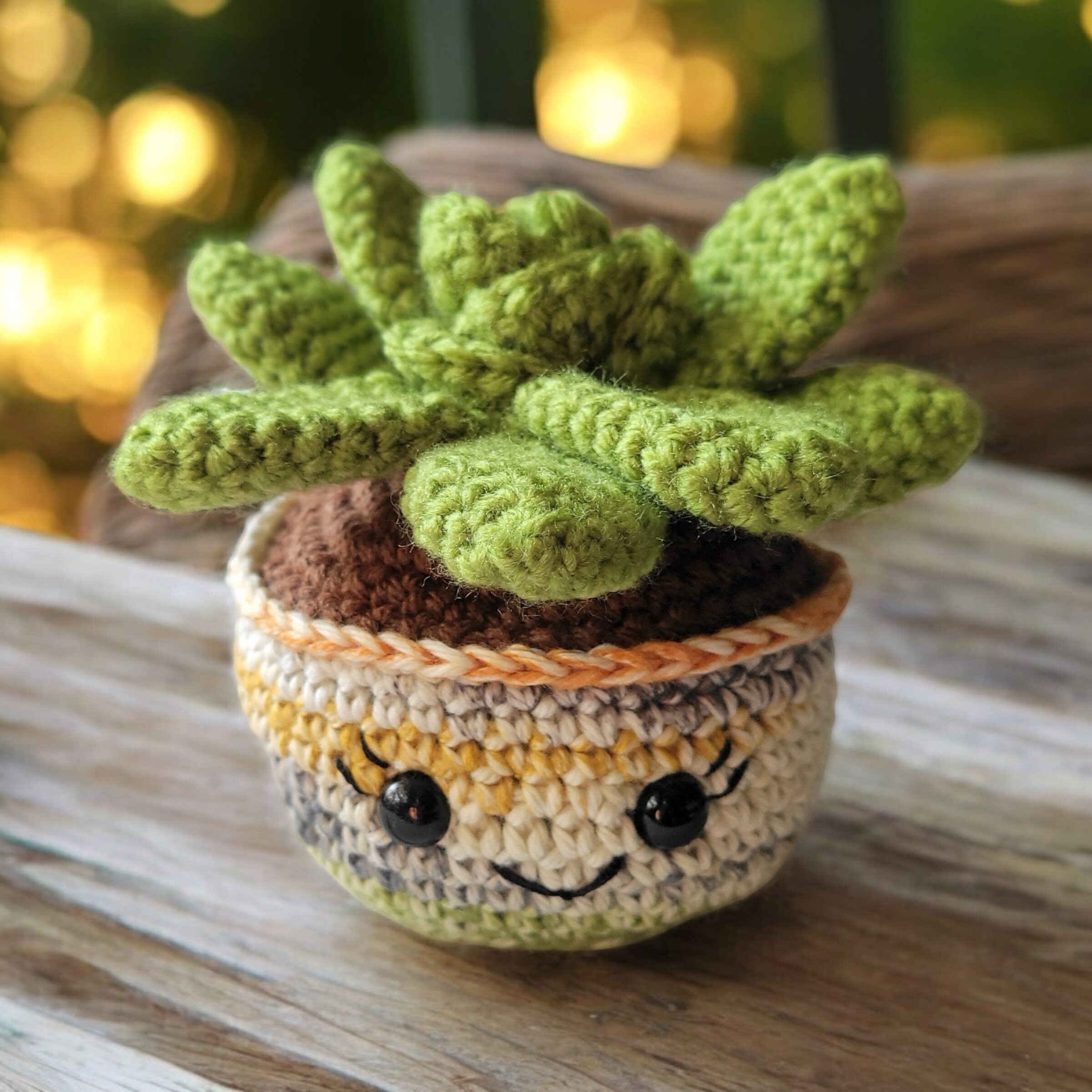 Kawaii Crochet Succulent With Face: Faux Rosette Plant Decor - Etsy