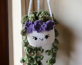 Crochet Pothos Hanging Plant, String of Leaves, Flowering Vine, No Fuss Plant, Faux Vine Plant, Dangling Ivy Plant,