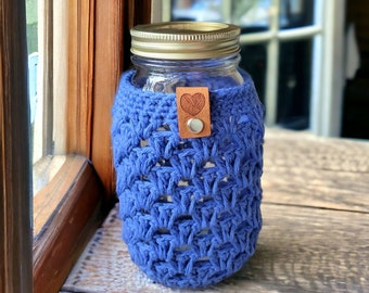 Mason Jar Cozy, Resusable Drink Sleeve, Summer Drink Cozy, Jar Cosy, Iced Tea, Pint or Quart Jar Cover, Boba Tea, Wine, Home Decor, Cosy