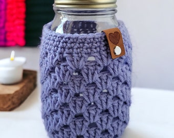 Periwinkle Mason Jar Cozy, Resusable Drink Sleeve, Summer Drink Cozy, Jar Cosy, Iced Tea, Pint or Quart Jar Cover, Boba Tea, Wine, Home