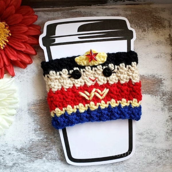 Gehaakte koffiekop voor dames gezellig, superheld drinkmouw