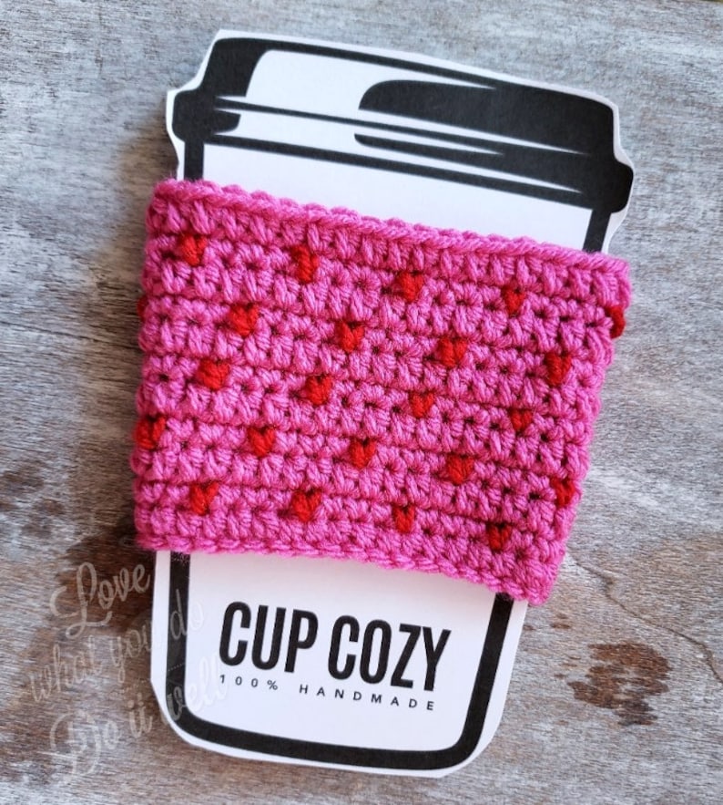 Tiny Hearts Coffee Cup Cozy Crochet Drink Sleeve Cosy for Etsy