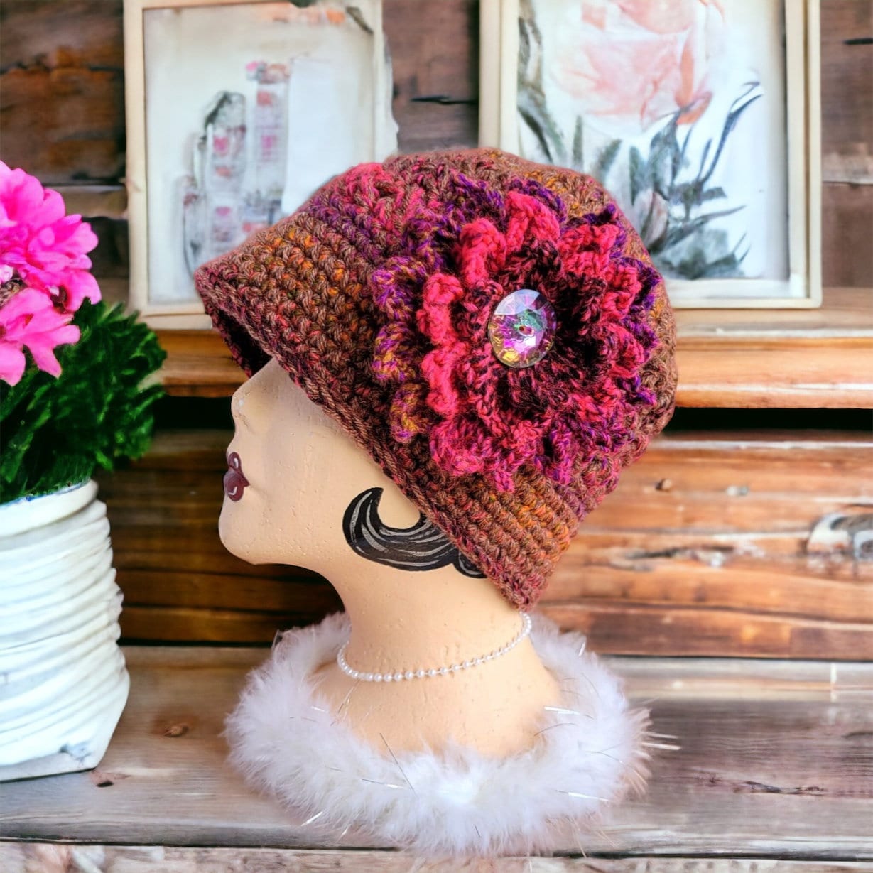 Crochet Cloche Hat: 1920s Style, Removable Flower Pin - Etsy