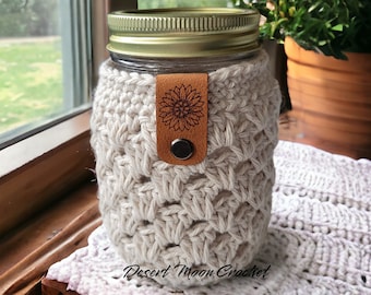 Parchment Mason Jar Cozy, Resusable Drink Sleeve, Summer Drink Cozy, Jar Cosy, Iced Tea, Pint or Quart Jar, Boba Tea, Wine, Home Decor