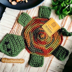 Crocheted Turtle Potholder: Colorful Kitchen Trivet