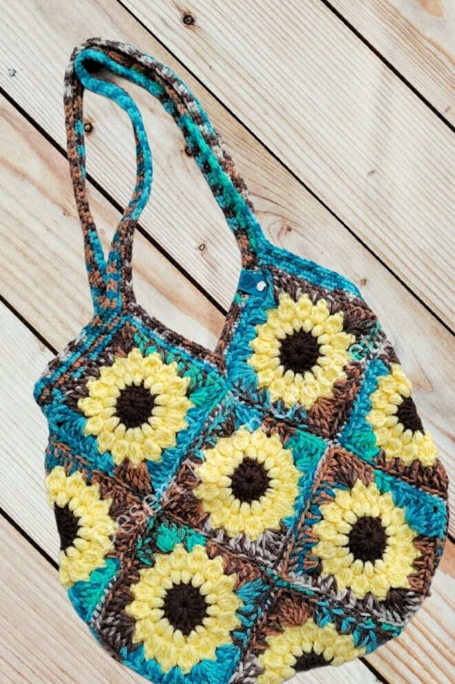 Sunflower Tote Bag Crochet Summer Sunflower Bag Farmer's | Etsy