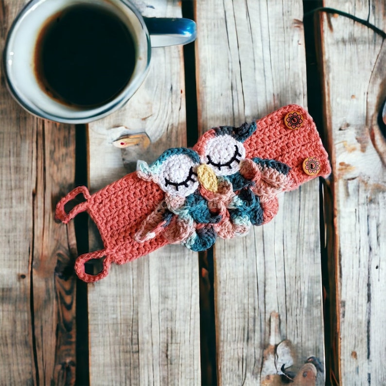 Owl Mug Cozy, Crochet Coffee Cup Mug Hug, Coffee Sweater, Orange Cream Owl Mug Cover, To Go Cups, Java Jacket, Jar Cozy image 5