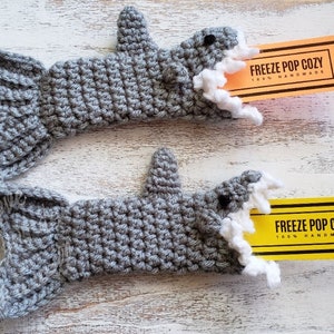 Shark Freeze Pop Cozies, Crochet Ice Pops or Squeeze Yogurt Cozy, Shark Week,Great White Gray Shark Cozy