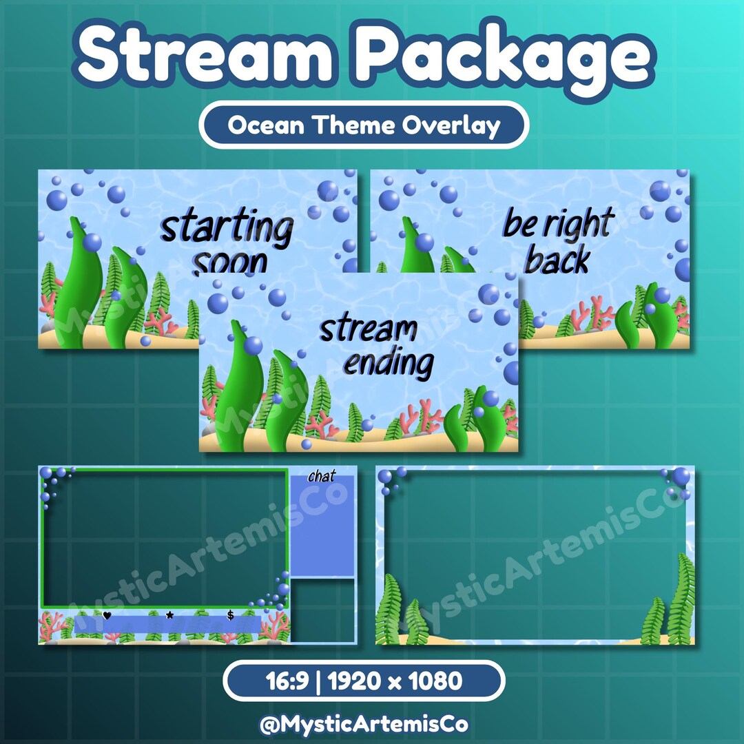 Ocean Overlay Package - Static, Water, Sea, Coral, Seaweed, Twitch ...
