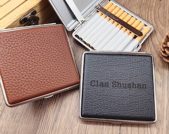 Engraved Leather Cigarette Case, Personalized Gift