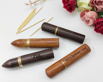 Personalized Wooden Mini Toothpick Box, Engraved Keepsake Holder, Custom Name Storage Case