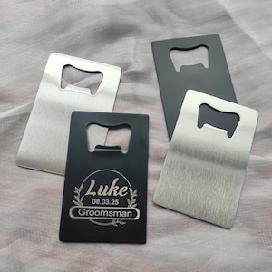 Ouvre-bouteille en métal personnalisé,Cadeaux pour garçons d'honneur,Cadeau de mariage,Cadeau d'enterrement de vie de célibataire,Décapsuleur carte de crédit,Cadeau pour homme d'honneur,Cadeau bar