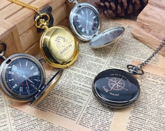 Custom Engraved Pocket Watch: Groomsmen Wedding Keepsake Gift