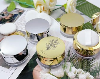 Personalized mini loose powder box,bridesmaid gift,Cosmetic Container,unique bridal party gift,gift for mom,loose powder box and powder puff