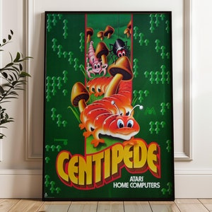 Centipede Atari Video Games Poster Retro Cute Animal Cartoon Arcade Theme Printable Wall Art For Kids Game Room Deco Print