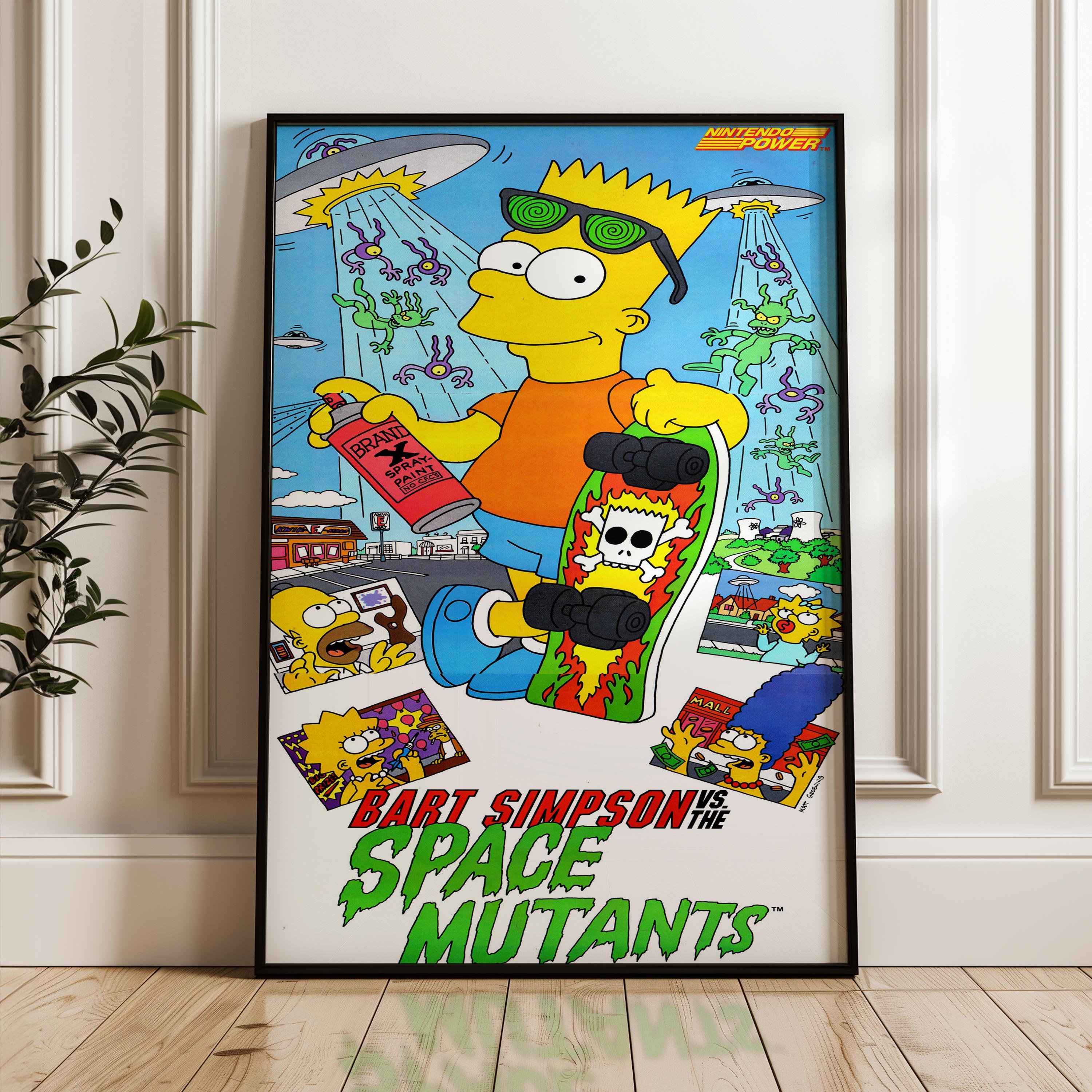 Bart Simpson Vs Space Mutants Poster: Retro Arcade Game Room Art