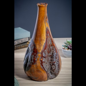 Handcrafted Wood-Turned Plum Root Vase by Master Woodworker Daniel O. Gonzalez from Sculpted Timber