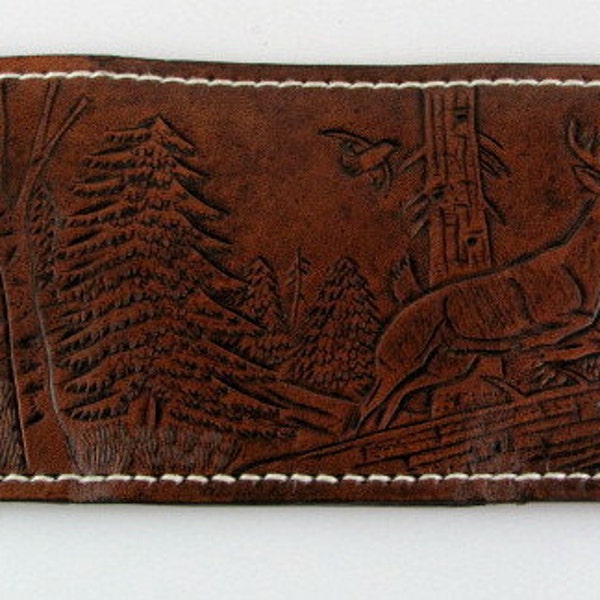 Leather Wallet Buck Deer Trifold
