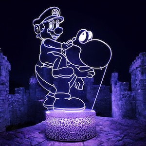 Mario en Yoshi led-nachtlampje, kamerlicht, Super Mario Bros-nachtlampje. Op afstand bestuurbaar, 16 kleuren en 4 standen