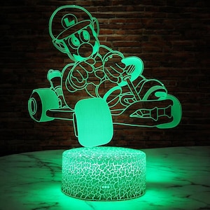 Mario Kart - Luigi LED Nightlight, Room light, Super Mario Bros Night Light. Remote controlled, 16 Colours & 4 Modes