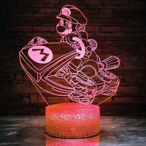 Mario Kart - Flying kart LED Nightlight, Room light, Super Mario Bros Night Light. Remote controlled, 16 Colours & 4 Modes