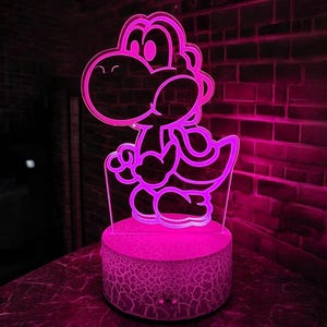 Yoshi - LED-nachtlampje, kamerlicht, Super Mario Bros-nachtlampje. Op afstand bestuurbaar, 16 kleuren en 4 standen