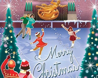 Christmastime In The City Christmas Cards, Package of 8 | Ice Rink At Rockefeller Center Christmas Cards