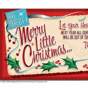 Merry Little Christmas Holiday Cards, Package of 8 | Merry Christmas Cards | Retro Christmas Cards