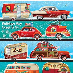 Campers, Campers, Campers Retro Christmas Cards, Package of 8 | Travel Trailer Christmas Cards