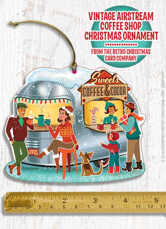 Vintage Airstream Coffee Shop Christmas Ornament