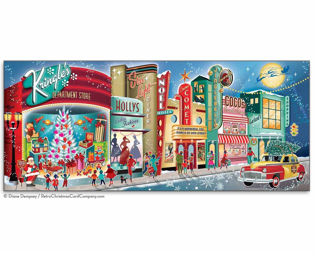 Vintage Main Street Christmas Cards, 8 cards & Envelopes| Vintage Chr…