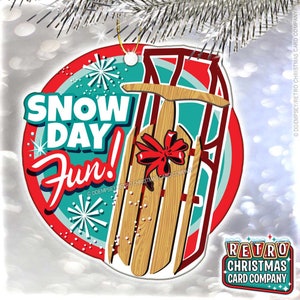 Vintage Sled Christmas Ornament | Snow Sled Retro Tree Ornament