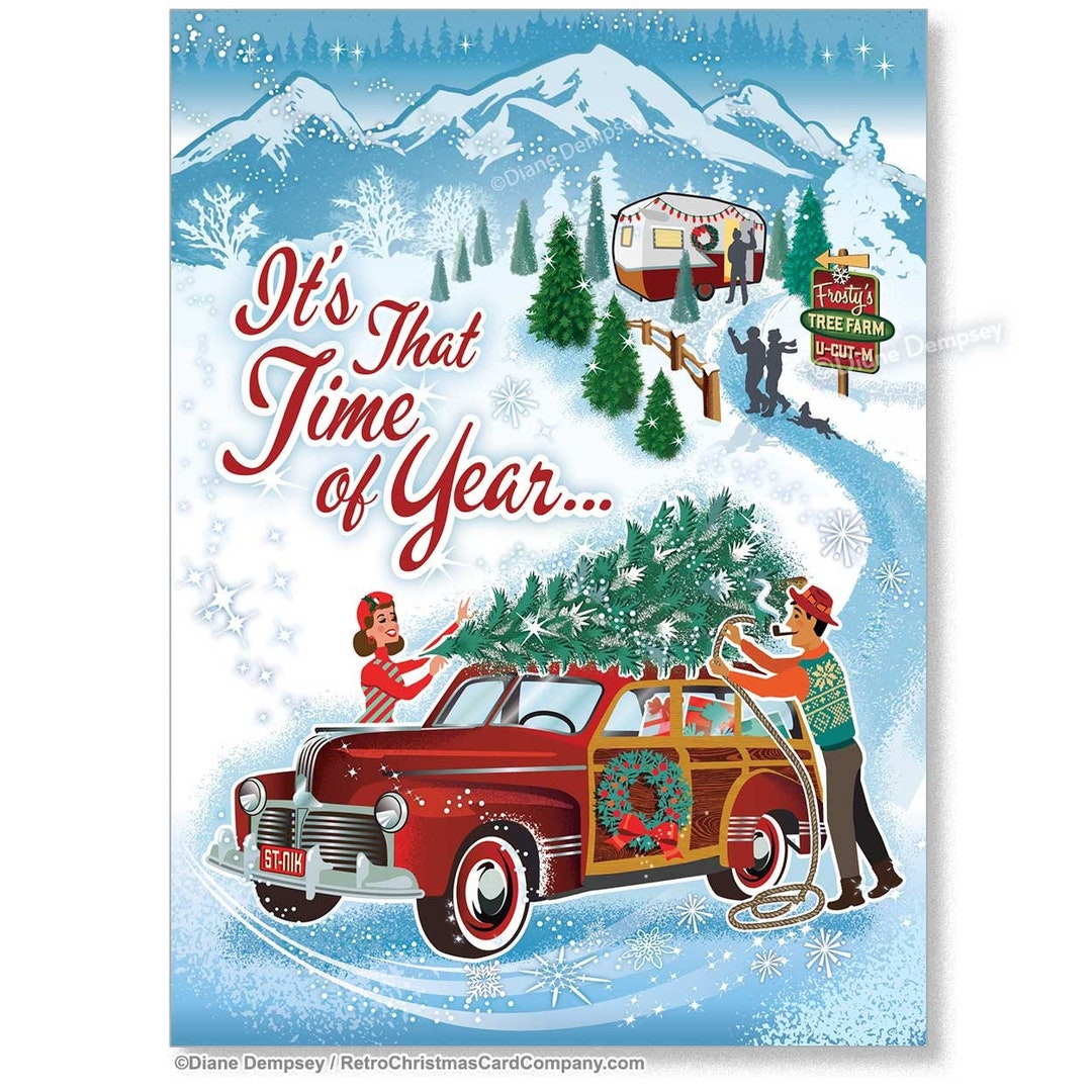 A Trip to the Tree Farm Christmas Cards, Package of 8 Classic Car