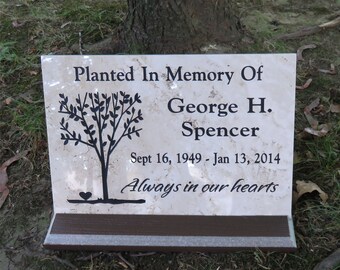 8 x 6/" ENGRAVED EXTERIOR PLASTIC TREE MEMORIAL PLAQUE 18/" STAKE LIGHT OAK