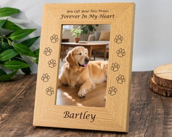 Custom Wooden Pet Memorial Photo Frame: Dog & Cat Loss Keepsake