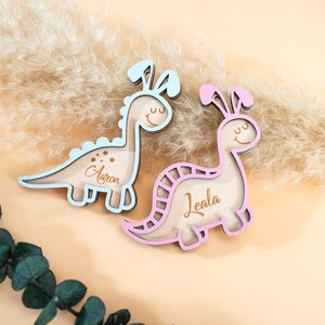 Personalisierte Dinosaurier Ostern Korb Tags, Hasenohren Ostern Andenken Dekor, Holz Baby Ostern Geschenk, Ostern Eiersuche Etiketten, Hase Namen Tags